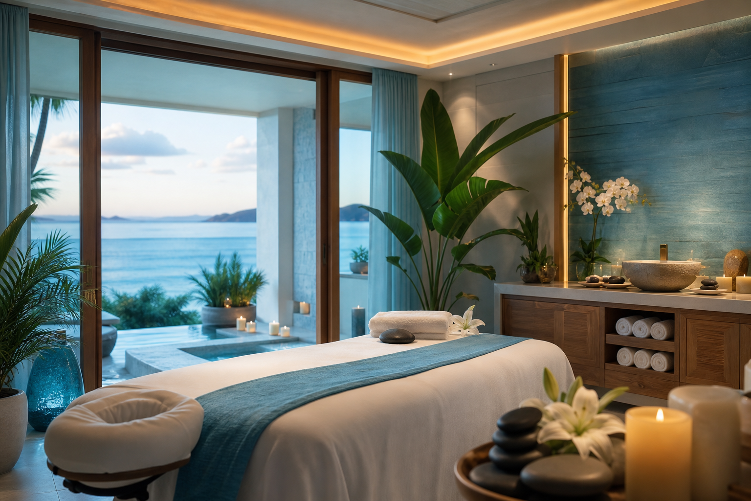 Coastal luxury spa interior at Best Blue Radiance Spa